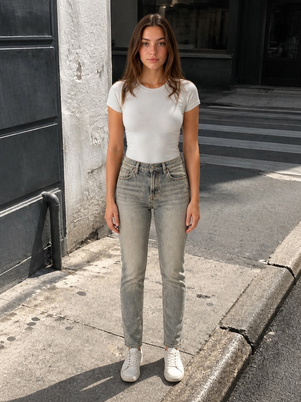 Mother- Women’s High-Rise Straight Jeans in Light Blue